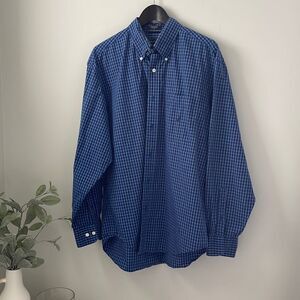 NAUTICA MENS COTTON BUTTON DOWN. Size Large‎ Blue Plaid